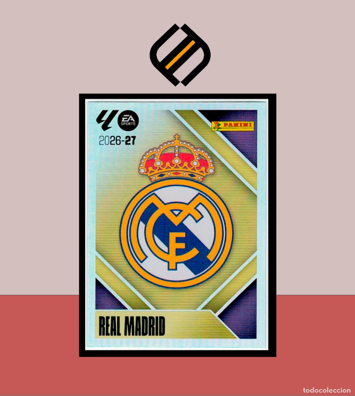 Cromos de f&uacute;tbol: LIGA ESTE 2026 2027 26 27 PANINI REAL MADRID N&ordm; 1 ESCUDO STICKER ALB&Uacute;M COLECCI&Oacute;N
