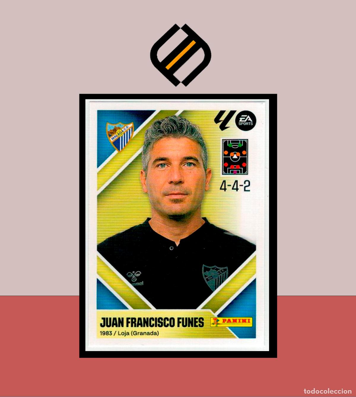 Fu&szlig;ball-Sticker: LIGA ESTE 2026 2027 26 27 PANINI MALAGA CF N&ordm; 2 ENTRENADOR FRANCISCO FUNES STICKER ALB&Uacute;M COLECCI&Oacute;N