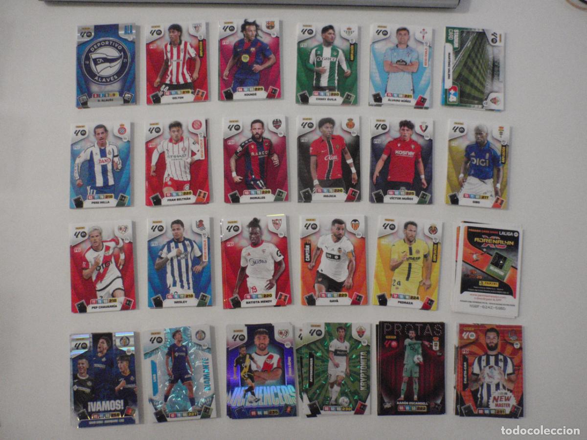 Cromos de f&uacute;tbol: LOTE 200 cromos trading cards diferentes de futbol. Fichas ADRENALYN XL 2025 2026. PANINI 25 26