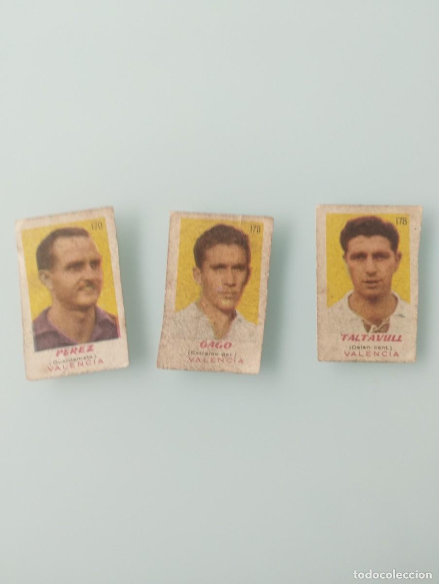 Cromos de f&uacute;tbol: Lote de 3 cromos antiguos del Valencia C.F P&eacute;rez ,Gago y Taltavull