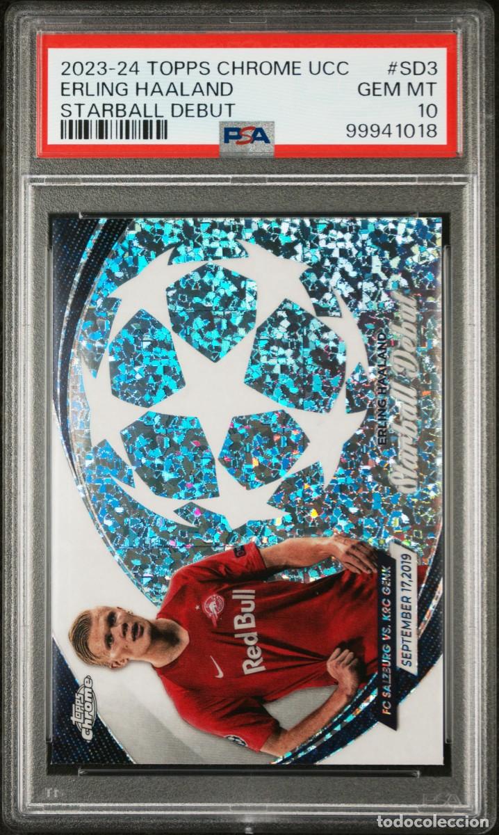 Cromos de f&uacute;tbol: Erling Haaland #SD3 FC Salzburg Topps Chorme Starball Debut 2023 24 PSA 10
