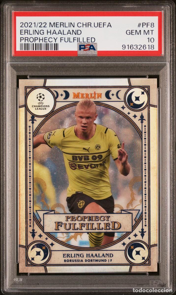 Cromos de Futebol: Erling Haaland #PF8 Borussia Dortmund Topps Merlin Fulfilled 2021 22 Psa 10