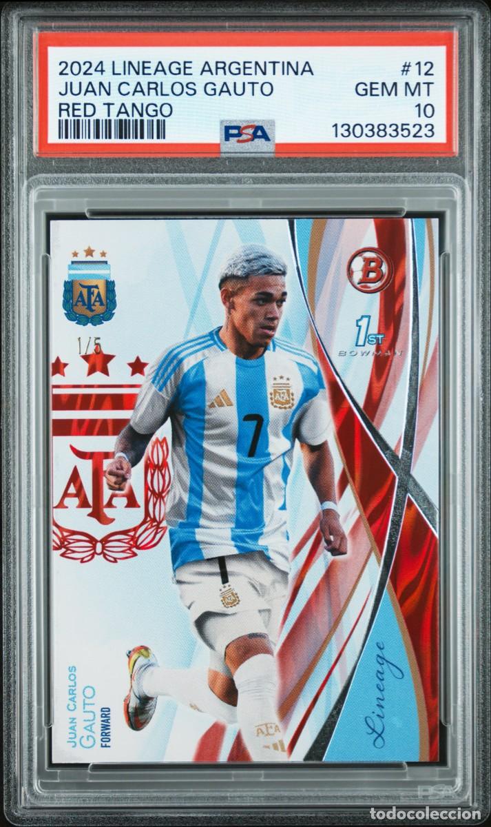 Cromos de f&uacute;tbol: Juan Carlos Gauto #12 1/5 Argentina Topps Lineage Red Tango 2024 PSA 10