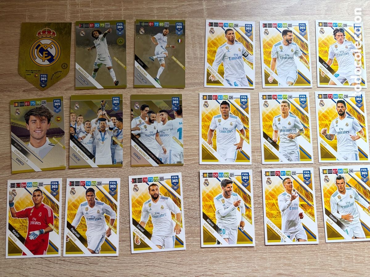 Cromos de f&uacute;tbol: REAL MADRID CF SET COMPLETO EQUIPO COMPLETO ADRENALYN XL FIFA 365 2018 2019 18 19 PANINI