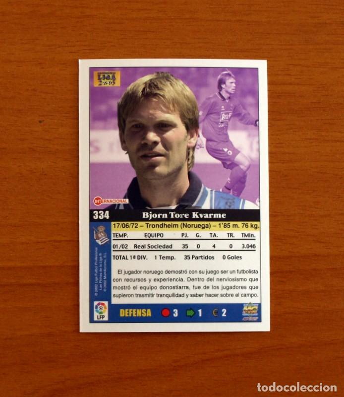 Cromos de f&uacute;tbol: Real Sociedad - N&ordm; 334 Kvarme - Mundicromo Las Fichas de la Liga 2002-2003, 02-03