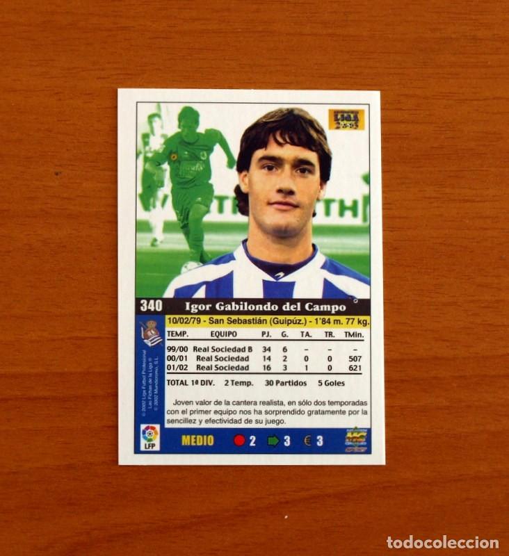 Cromos de f&uacute;tbol: Real Sociedad - N&ordm; 340 Gabilondo - Mundicromo Las Fichas de la Liga 2002-2003, 02-03