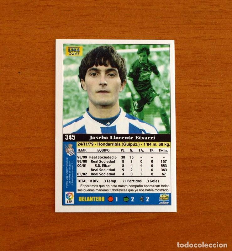Cromos de f&uacute;tbol: Real Sociedad - N&ordm; 345 Llorente - Mundicromo Las Fichas de la Liga 2002-2003, 02-03