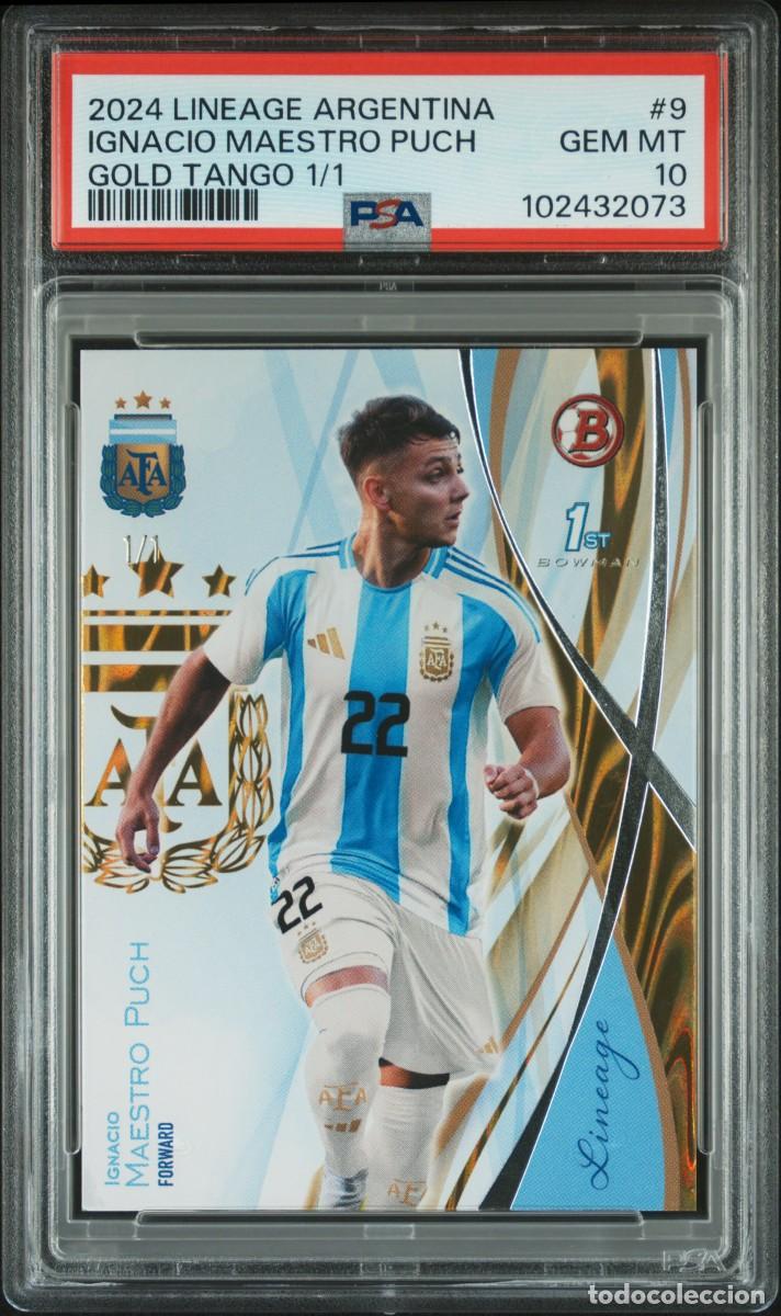 Cromos de f&uacute;tbol: RC Maestro Puch 1/1 #9 Argentina Topps Lineage Gold Tango 2024 PSA 10