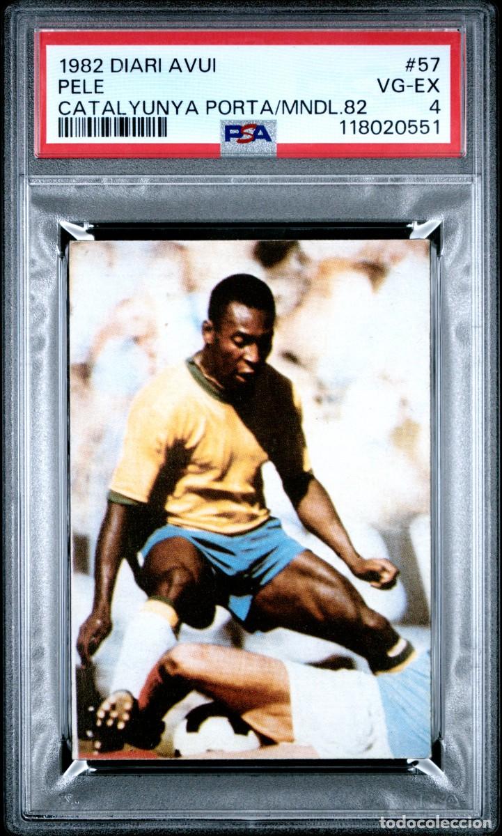 Cromos de f&uacute;tbol: Pele #57 Brasil Diari Avui Catalunya Porta Mundial 1982 PSA 4