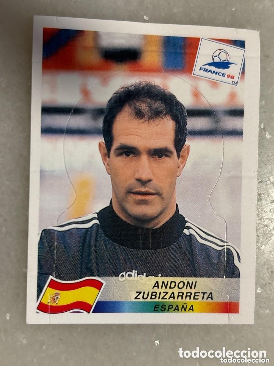Fu&szlig;ball-Sticker: Cromo f&uacute;tbol Panini troquelado Zubizarreta Espa&ntilde;a mundial Francia 98. Nunca pegado
