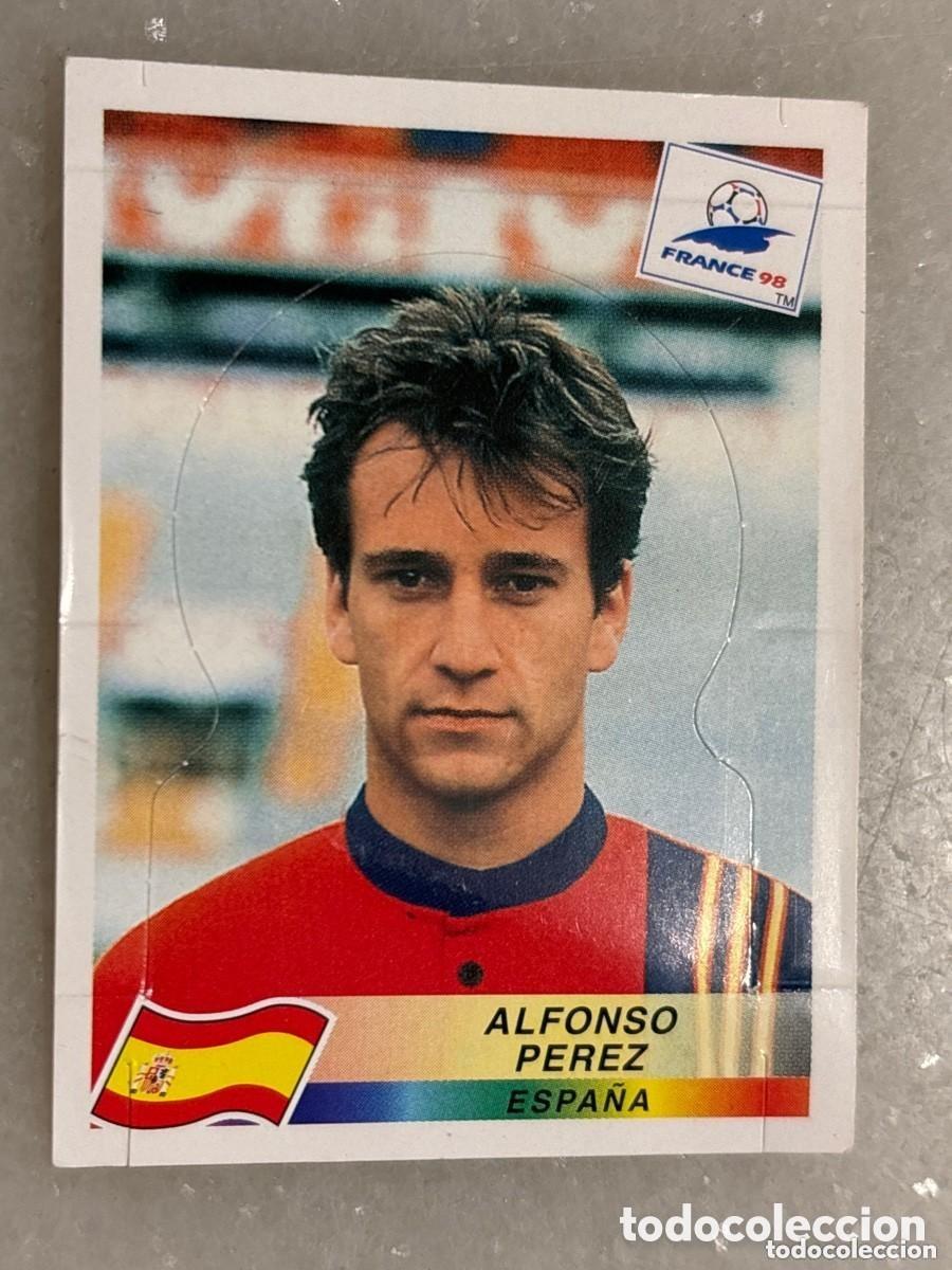 Fu&szlig;ball-Sticker: Cromo f&uacute;tbol Panini troquelado Alfonso Perez Espa&ntilde;a . Mundial Francia 98, nunca pegado