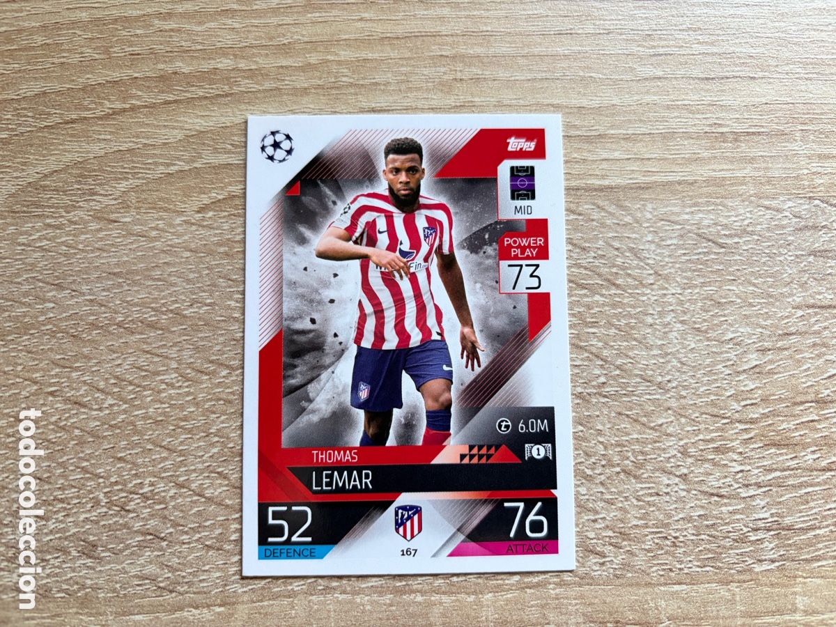 Cromos de f&uacute;tbol: 167 THOMAS LEMAR TOPPS MATCH ATTAX CHAMPIONS LEAGUE 2022 2023 22 23 ATL&Eacute;TICO DE MADRID