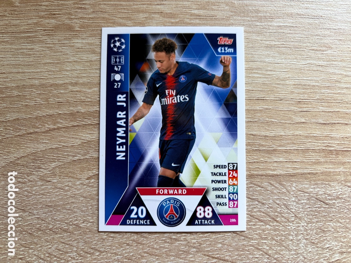 Cromos de Futebol: NEYMAR JR TOPPS MATCH ATTAX CHAMPIONS LEAGUE 2018 2019 18 19 PSG