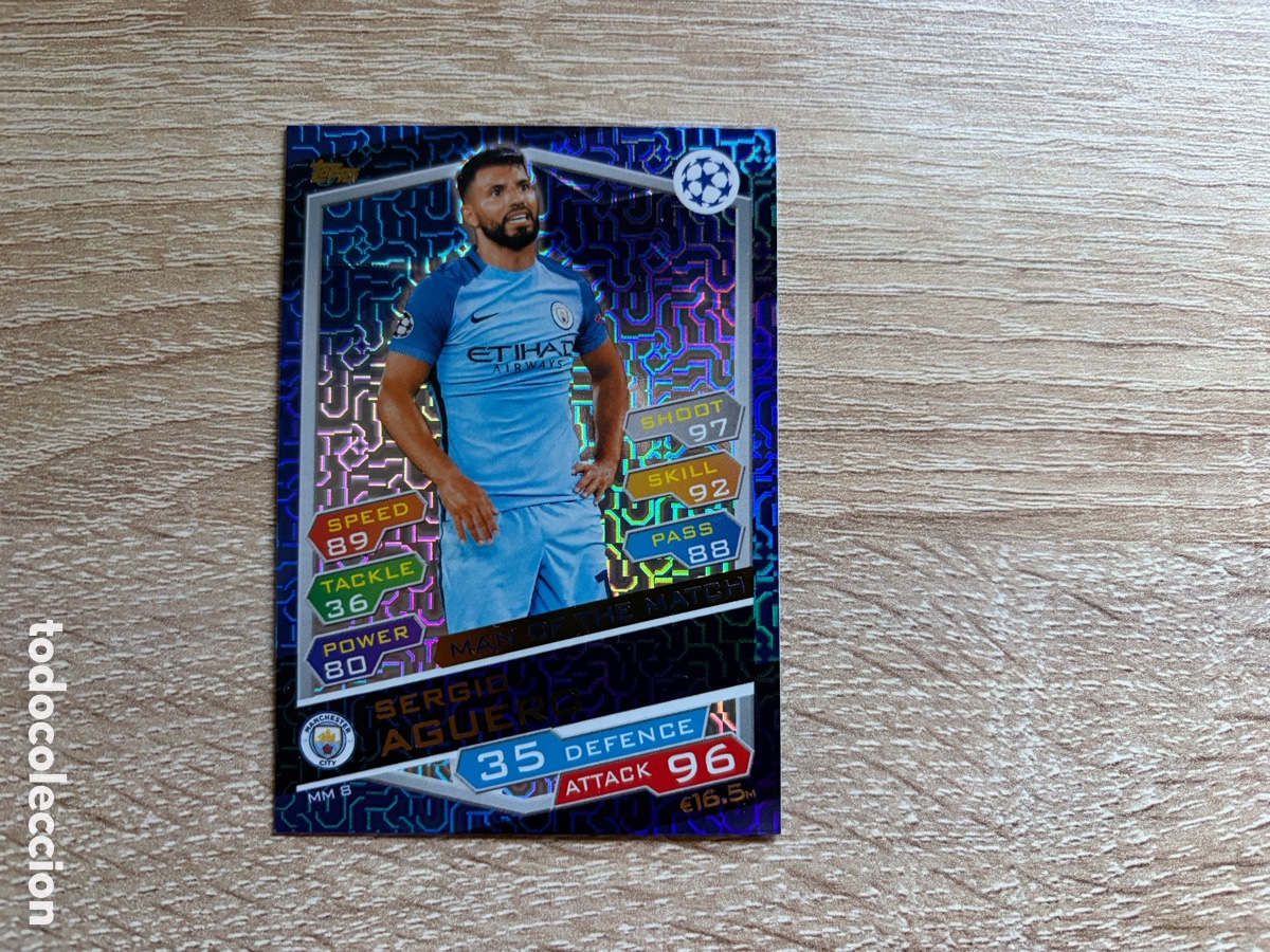 Cromos de Futebol: MM8 SERGIO AG&Uuml;ERO MAN OF THE MATCH ATTAX CHAMPIONS LEAGUE 2018 2019 18 19 MANCHESTER CITY