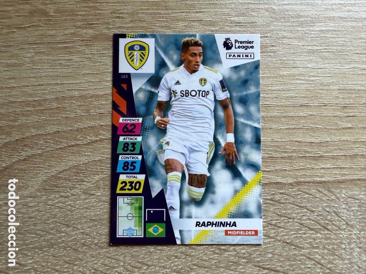 Cromos de f&uacute;tbol: 163 RAPHINHA PANINI ADRENALYN XL PLUS PREMIER LEAGUE 2022 22 LEEDS UNITED