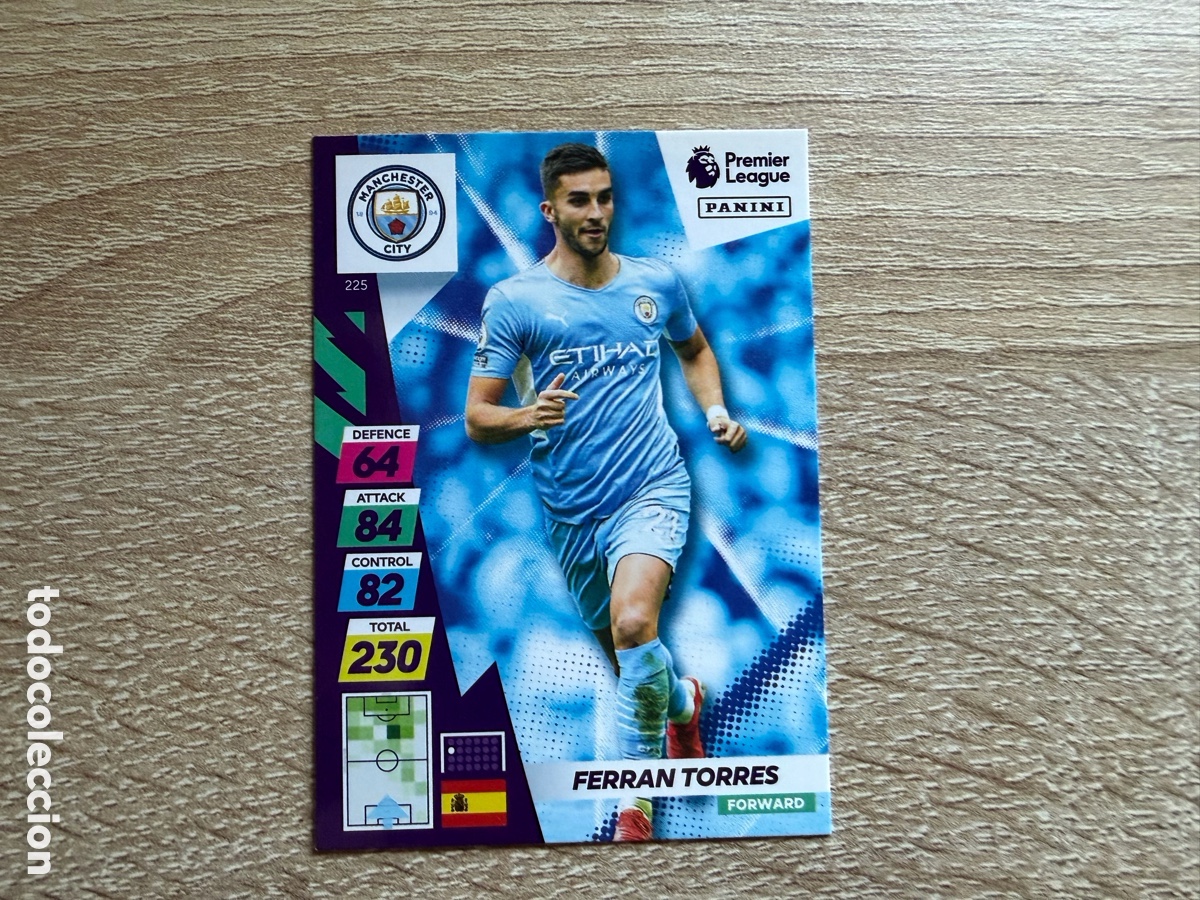 Cromos de f&uacute;tbol: 225 FERRAN TORRES PANINI ADRENALYN XL PLUS PREMIER LEAGUE 2022 22 MANCHESTER CITY