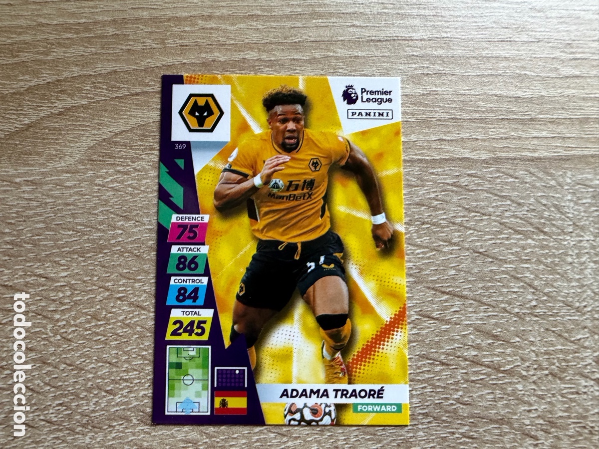 Cromos de f&uacute;tbol: 369 ADAMA TRAOR&Eacute; PANINI ADRENALYN XL PLUS PREMIER LEAGUE 2022 22 WOLVERHAMPTON WANDERERS