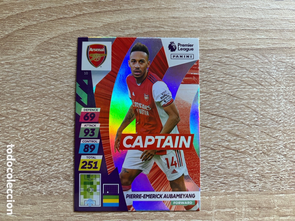 Cromos de f&uacute;tbol: 10 PIERRE-EMERICK AUBAMEYANG PANINI ADRENALYN XL PLUS PREMIER LEAGUE 2022 22 ARSENAL CAPTAIN
