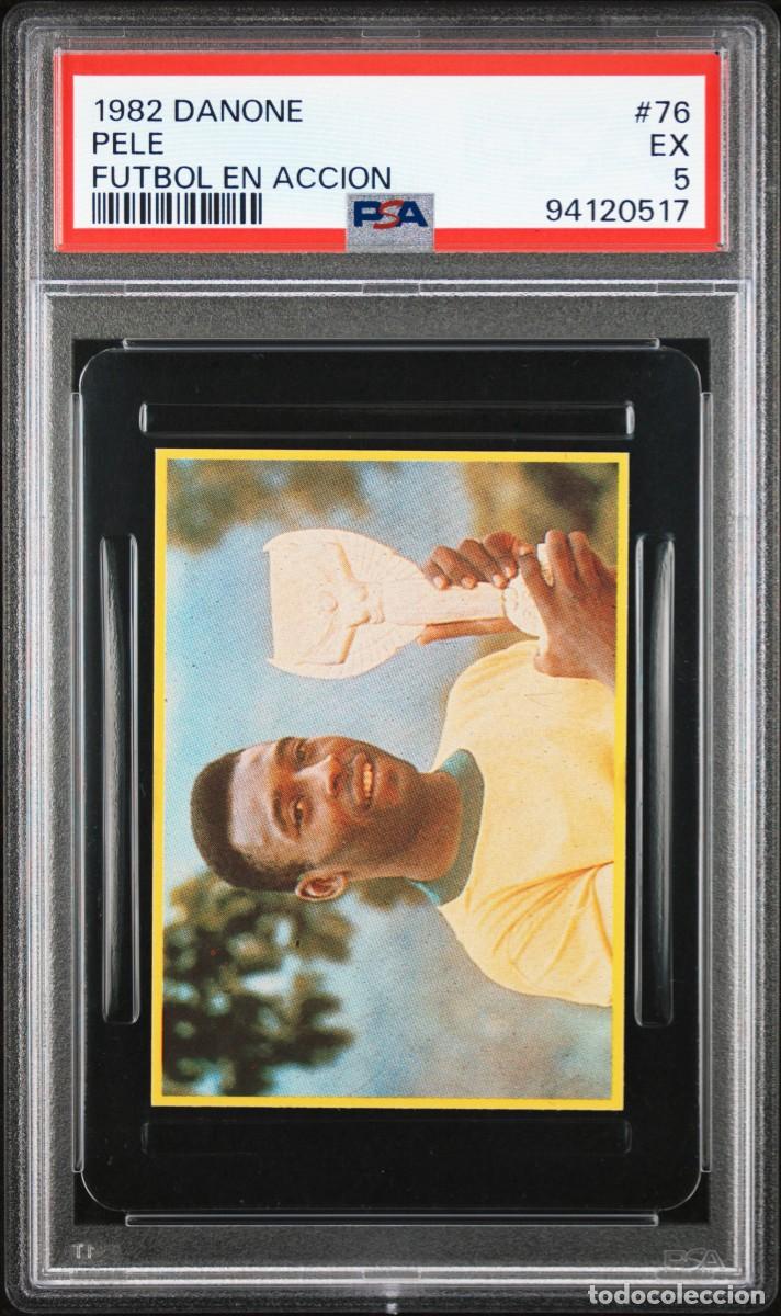 Cromos de f&uacute;tbol: Pele #76 Brasil Danone Futbol en Accion 1982 PSA 5