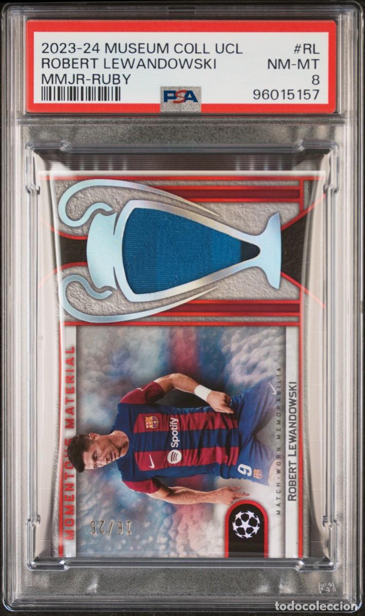 Cromos de f&uacute;tbol: Lewandowski #RL 16/25 FC Barcelona Topps Museum Coll Ruby 2023 24 PSA 8