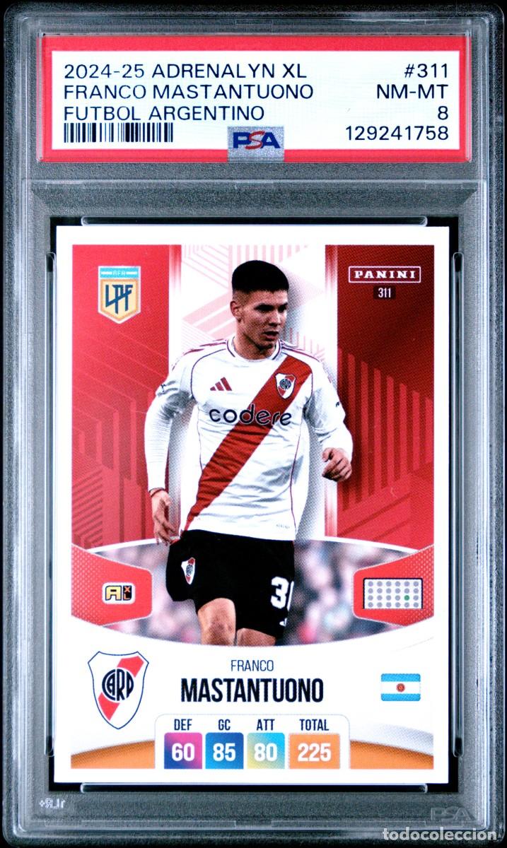 Cromos de f&uacute;tbol: Rookie Mastantuono #311 River Plate Panini Adrenalyn Futbol ARG 2024 25 Psa 8