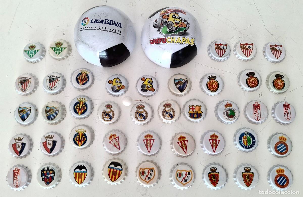 Fu&szlig;ball-Sticker: Bal&oacute;n 42 chapas bola de pl&aacute;stico Grefuchapas F&uacute;tbol Grefusa Liga 2011 Ronaldo Di Maria Ozil Vald&eacute;s e