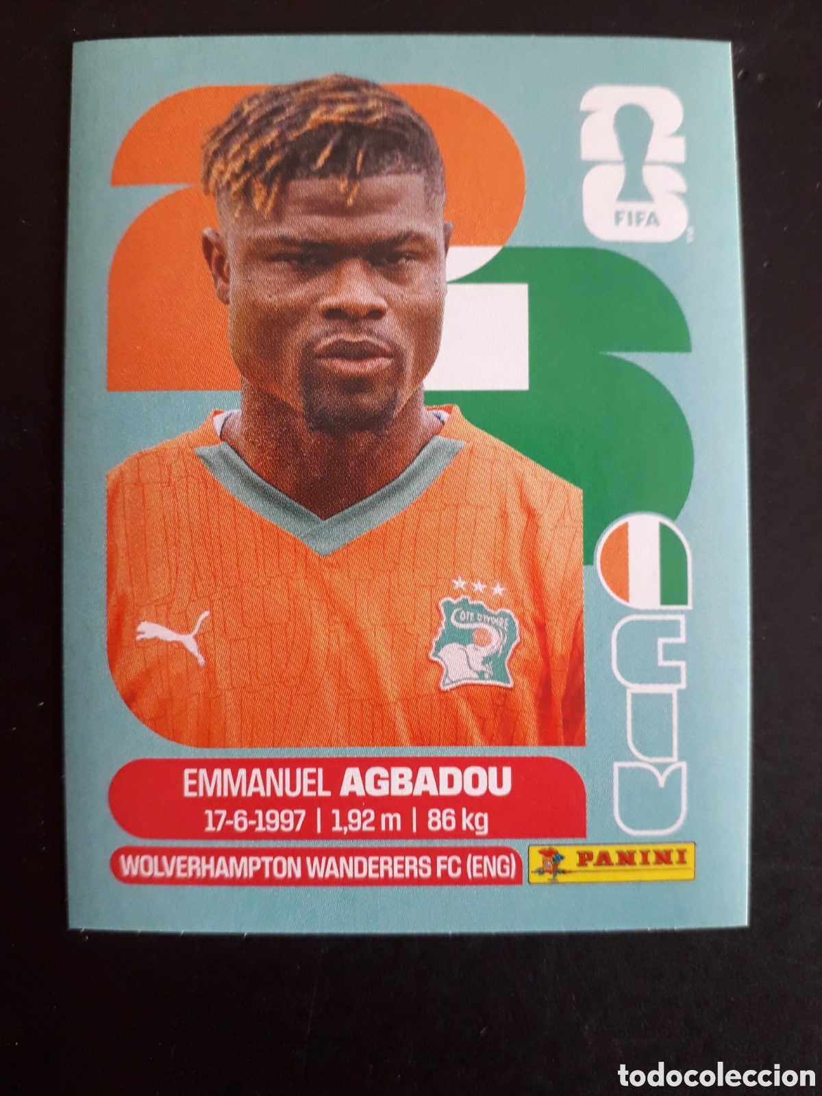 Fu&szlig;ball-Sticker: AGBADOU COSTA DE MARFIL CIV 8 MUNDIAL F&Uacute;TBOL 2026 FIFA WORLD CUP PANINI SIN PEGAR PEDIDO M&Iacute;NIMO 3&euro;.