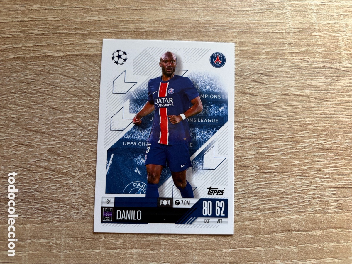 Cartes &agrave; collectionner de Football: 164 DANILO TOPPS MATCH ATTAX 2024 2025 24 25 PARIS SAINT-GERMAIN PSG