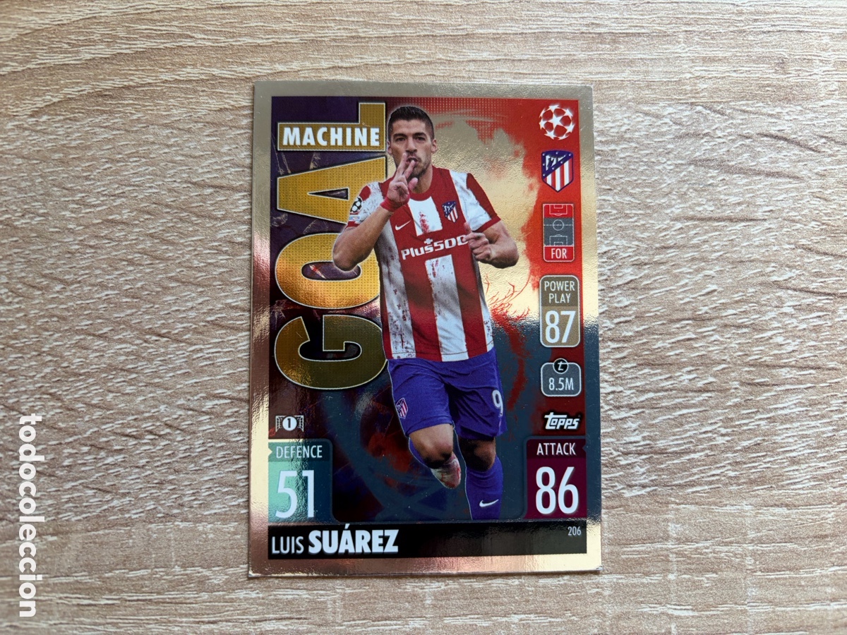 Fu&szlig;ball-Sticker: 206 LUIS SU&Aacute;REZ TOPPS MATCH ATTAX 2021 2022 21 22 GOAL MACHINE ATL&Eacute;TICO DE MADRID