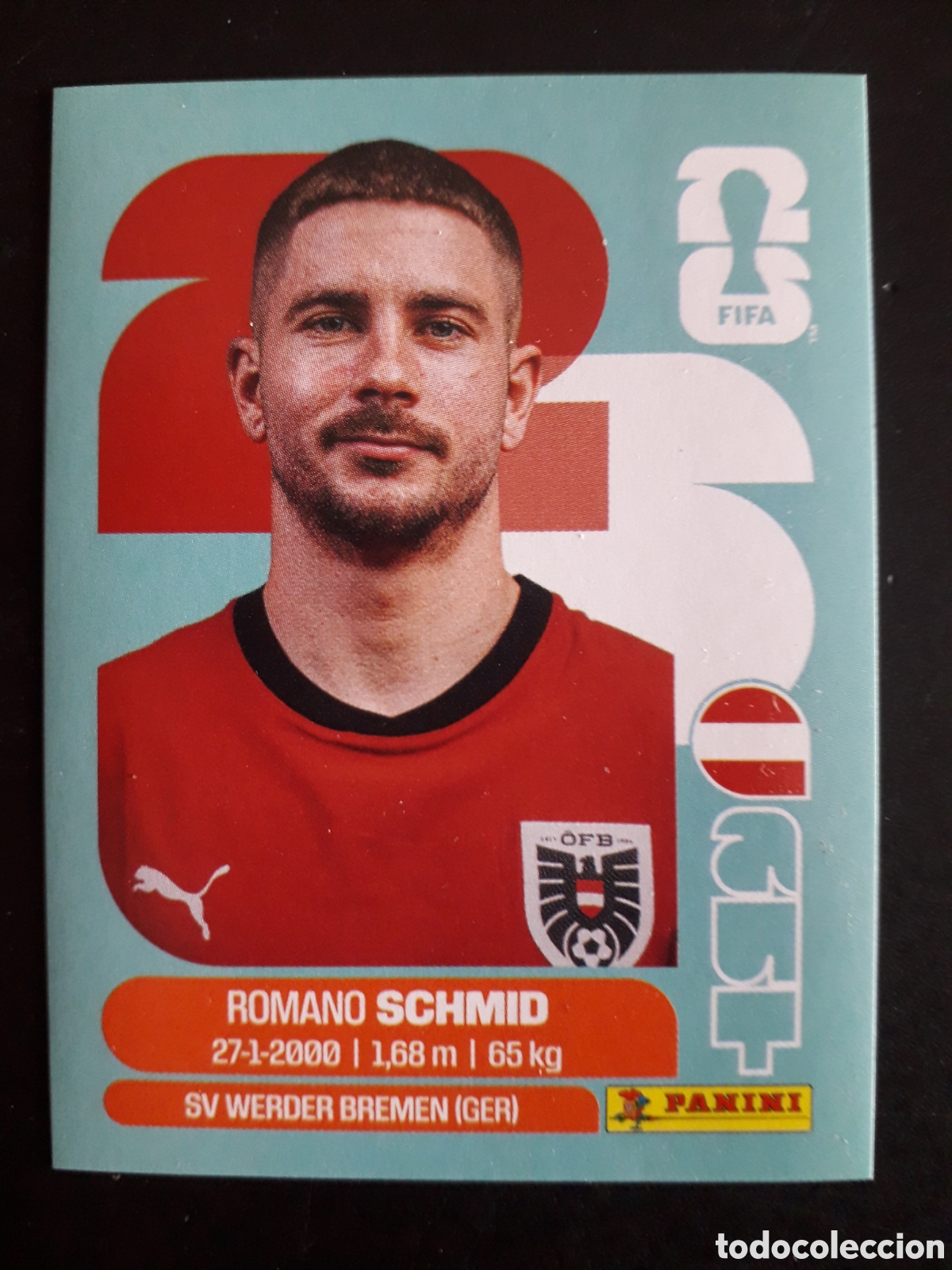 Cromos de f&uacute;tbol: SCHMID AUSTRIA AUT 16 MUNDIAL F&Uacute;TBOL 2026 FIFA WORLD CUP PANINI SIN PEGAR PEDIDO M&Iacute;NIMO 3&euro;