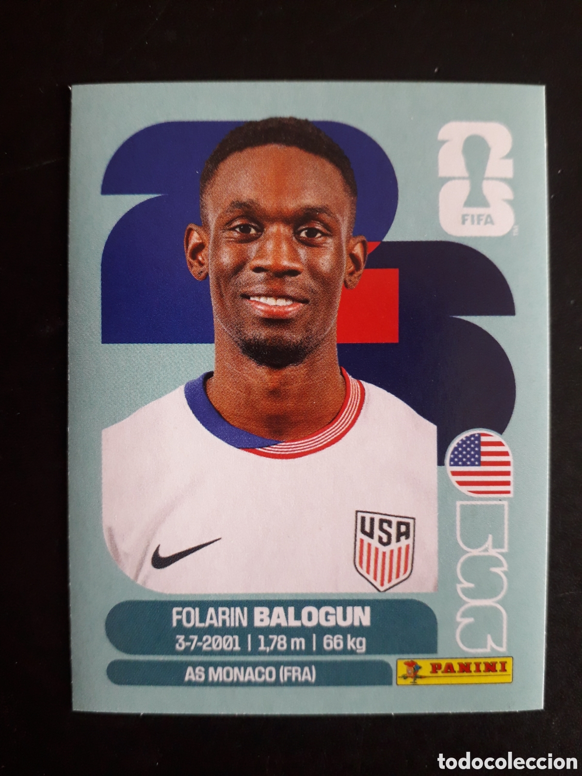 Fu&szlig;ball-Sticker: BALOGUN ESTADOS UNIDOS USA 20 MUNDIAL F&Uacute;TBOL 2026 FIFA WORLD CUP PANINI SIN PEGAR PEDIDO M&Iacute;NIMO 3&euro;.