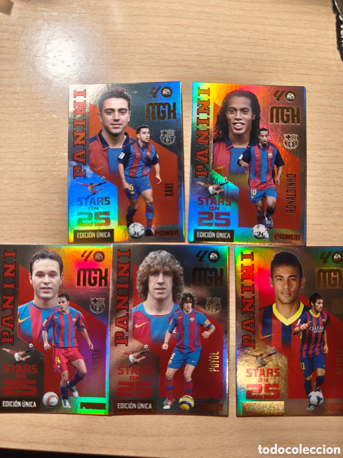 Cromos de f&uacute;tbol: LOTE 5 FC BARCELONA STARS ON 25 POWER MEGACRACKS 2025 2026 NEYMAR RONALDINHO XAVI INIESTA PUYOL 26