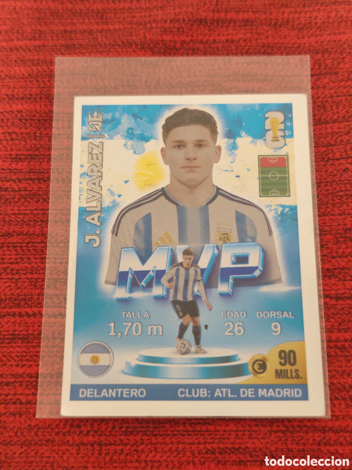 Cartes &agrave; collectionner de Football: 446 JULI&Aacute;N &Aacute;LVAREZ ARGENTINA NUEVO MVP PLATEADO MUNDIAL 2026 EDITORIAL TRES REYES