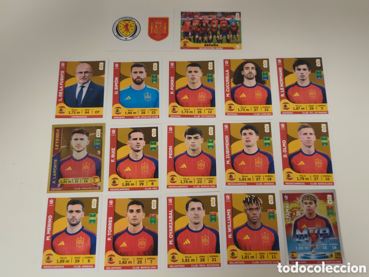 Figurine di Calcio: 17 STICKERS SELECCI&Oacute;N ESPA&Ntilde;OLA CAMPEONA MUNDIAL 2026 EDITORIAL TRES REYES
