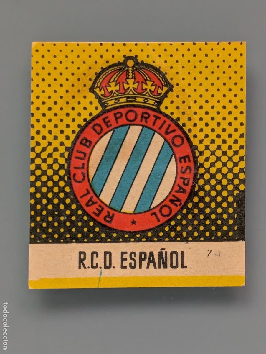 Fu&szlig;ball-Sticker: DIFICIL CROMO ESCUDO RCD ESPA&Ntilde;OL BARCELONA 1957 1958 CAMPEONES BRUGUERA CATALU&Ntilde;A
