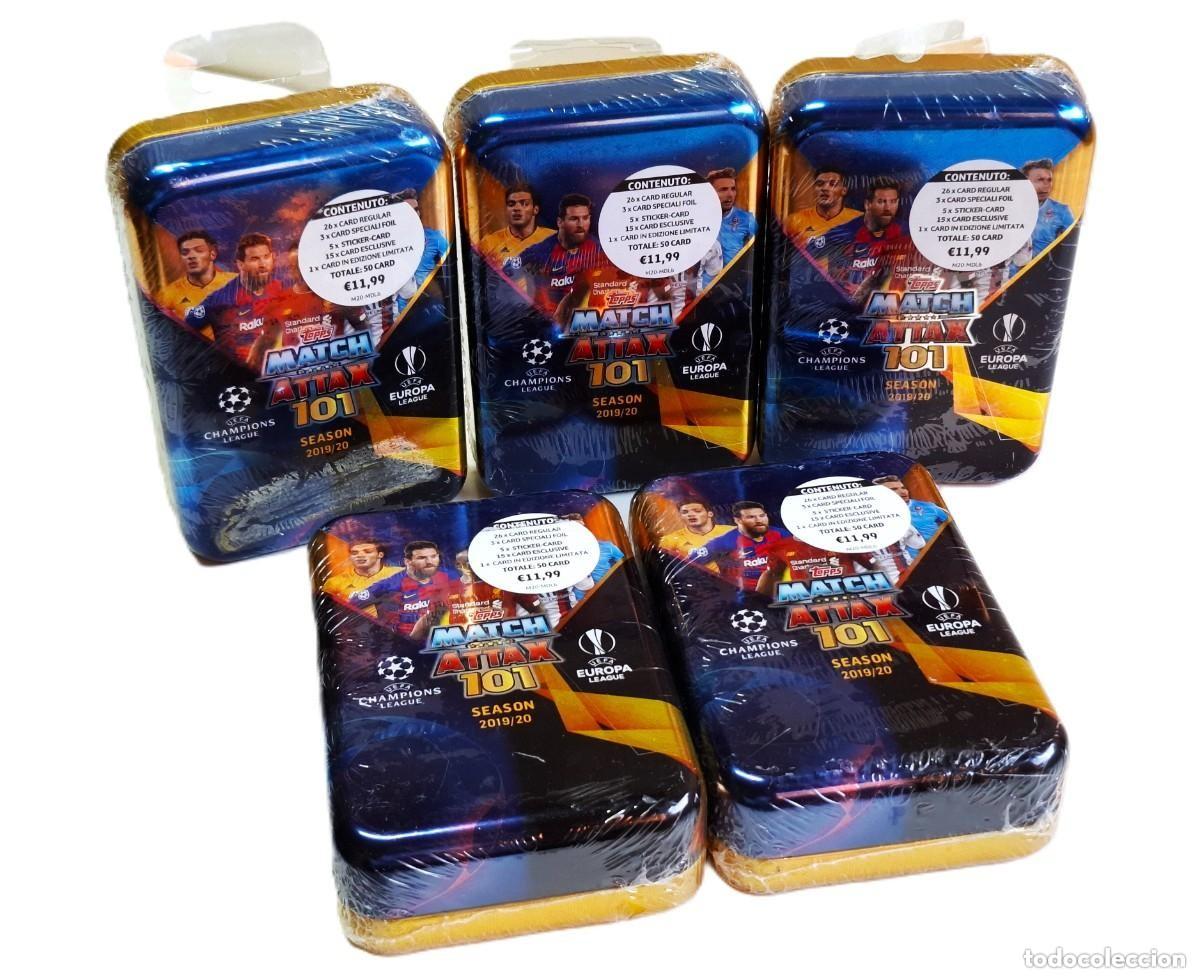 Cromos de f&uacute;tbol: MATCH ATTAX 2019/20 - 5 CAJAS METALICAS NUEVAS Y SELLADAS DE TARJETAS