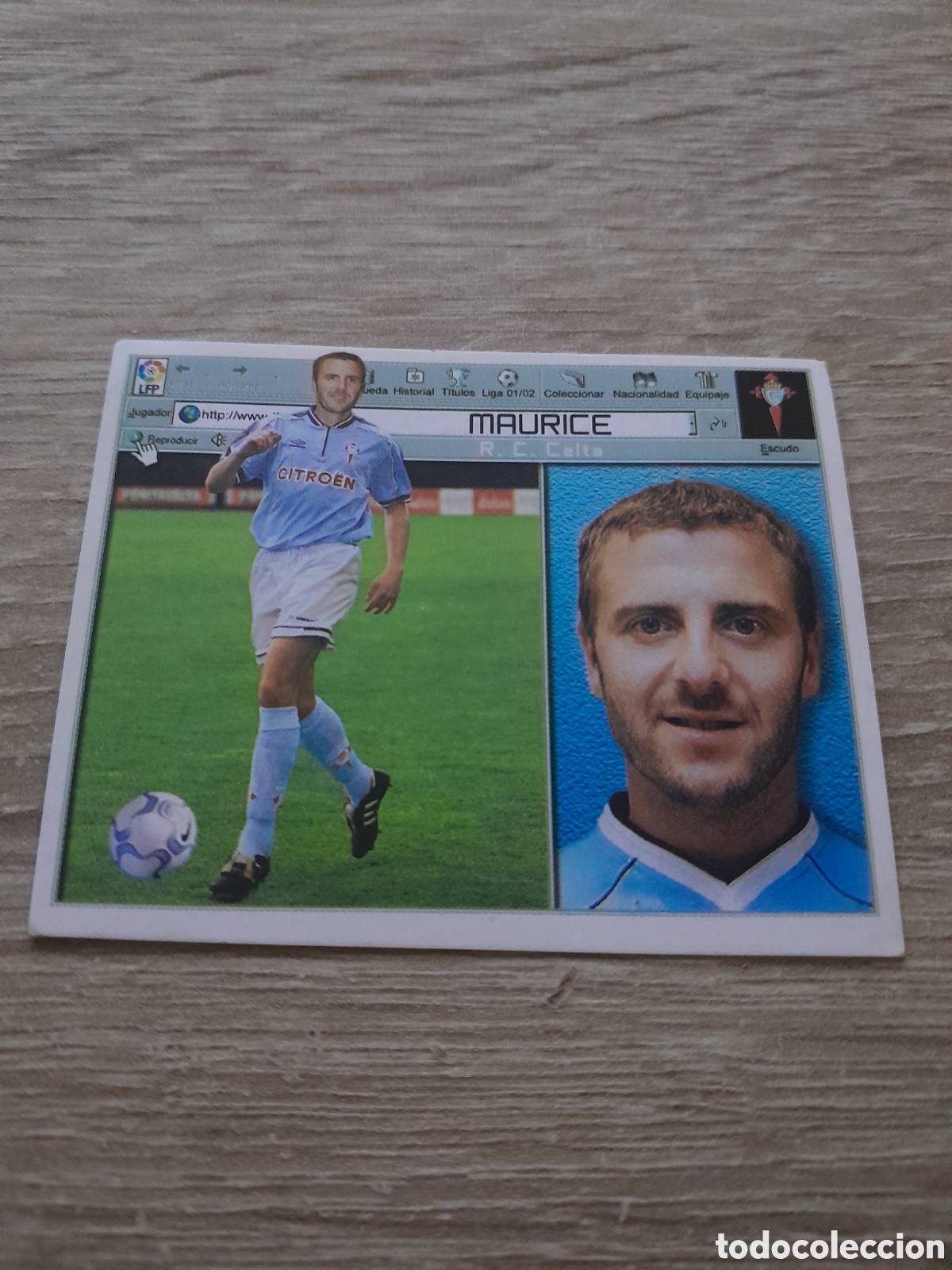 Cromos de f&uacute;tbol: MAURICE RC Celta Liga Este 01 02 2001 2002 sin pegar
