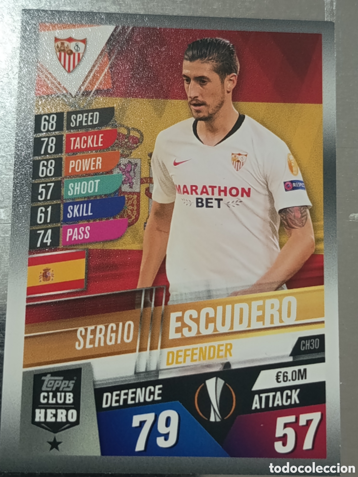 Football Stickers: Sergio Escudero Sevilla 19/20 Tropps Match Attax