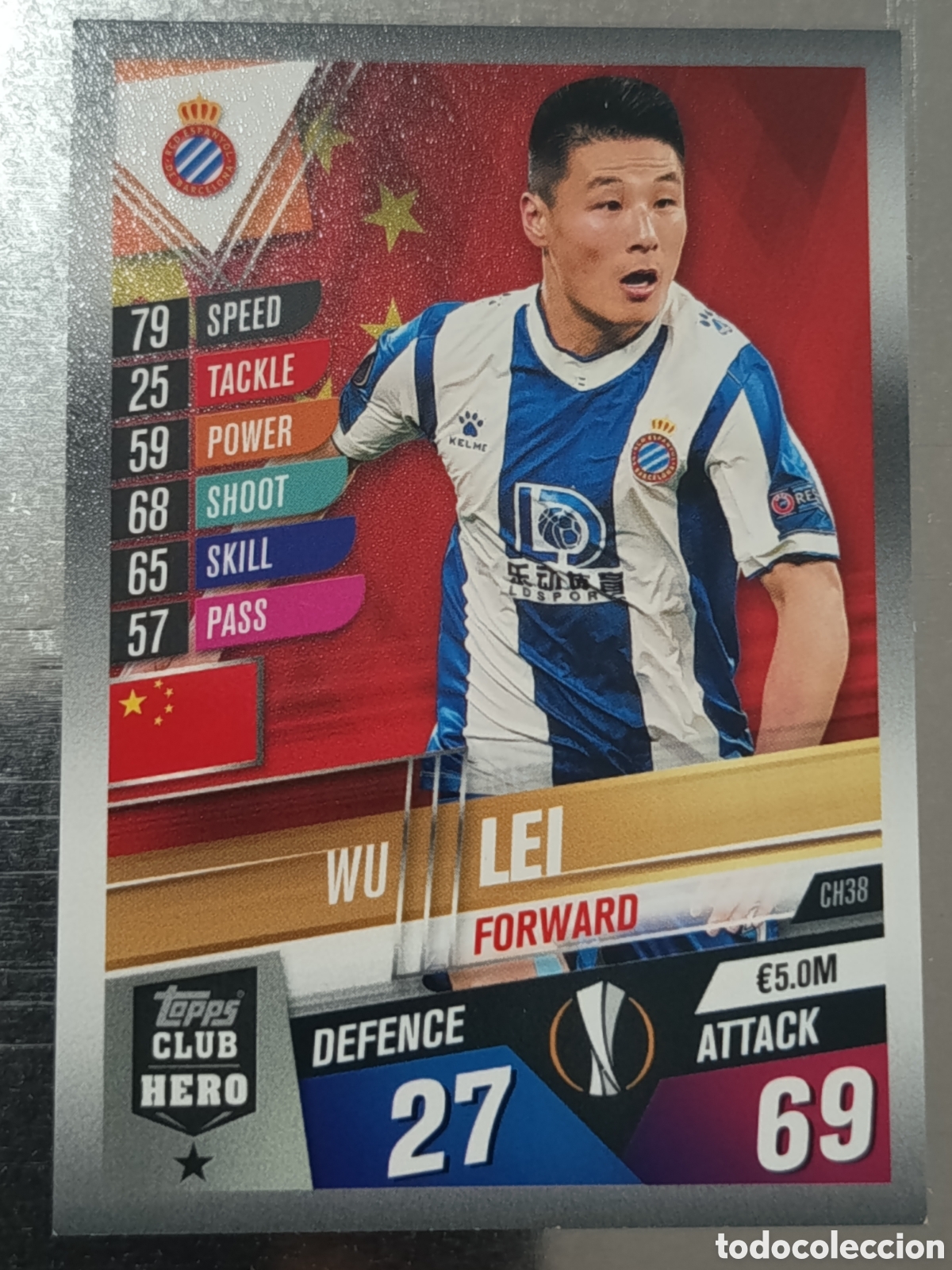 Figurine di Calcio: Wu Le&iacute; RCD Espa&ntilde;ol 19/20 UEFA Europa League Club Hero Tropps Match Attax