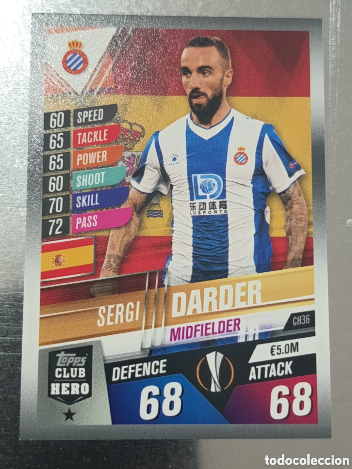 Cromos de f&uacute;tbol: Sergi Darder RCD Espa&ntilde;ol 19 20 UEFA Europa League Club Hero Tropps Match Attax