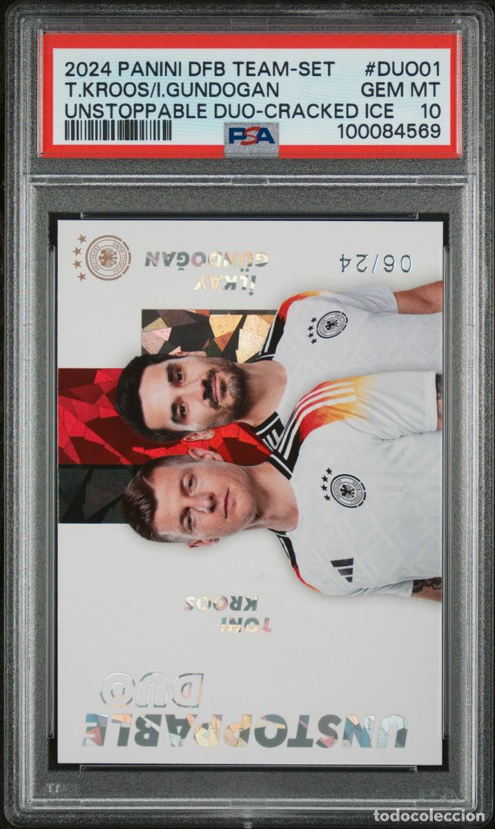 Cromos de f&uacute;tbol: Toni Kroos/Gundogan #DUO01 06/24 Panini Unstoppable DUo Cracked Ice 2024 PSA 10
