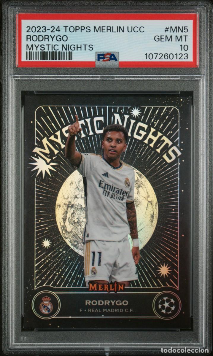 Fu&szlig;ball-Sticker: Rodrygo #MN5 Real Madrid Topps Merlin Mystic Nights 2023 24 PSA 10