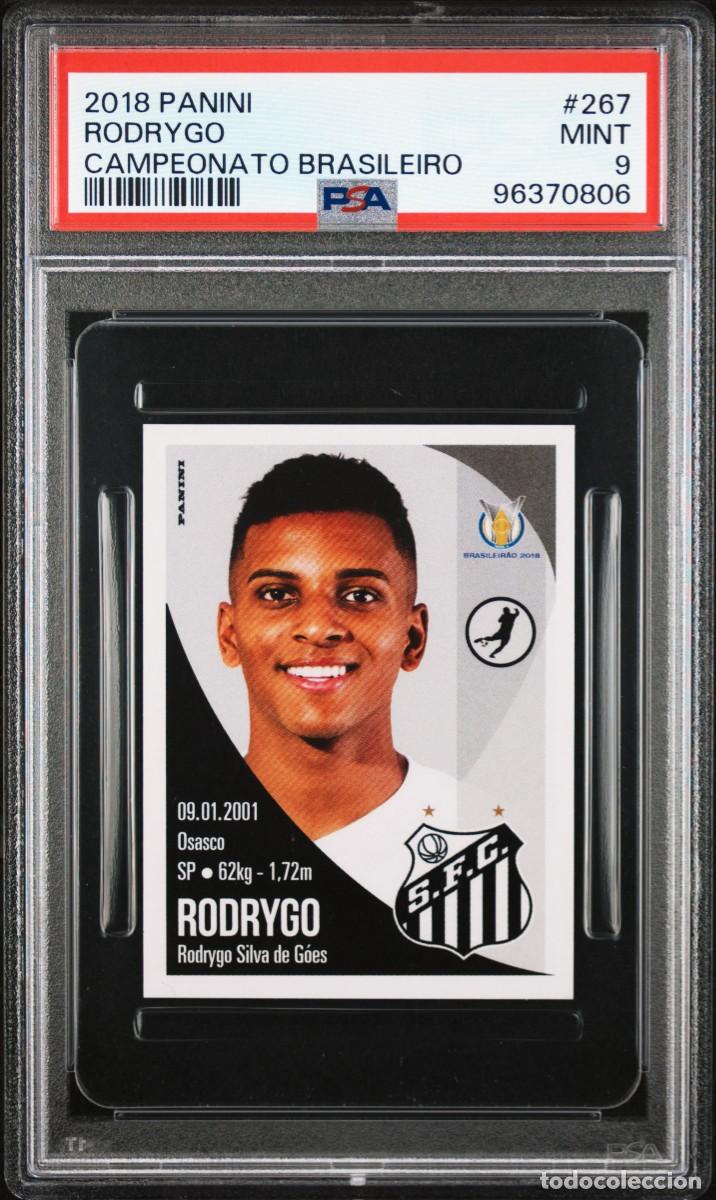 Cromos de f&uacute;tbol: Rookie Rodrygo #267 Santos Panini Campeonato Brasileiro 2018 PSA 9
