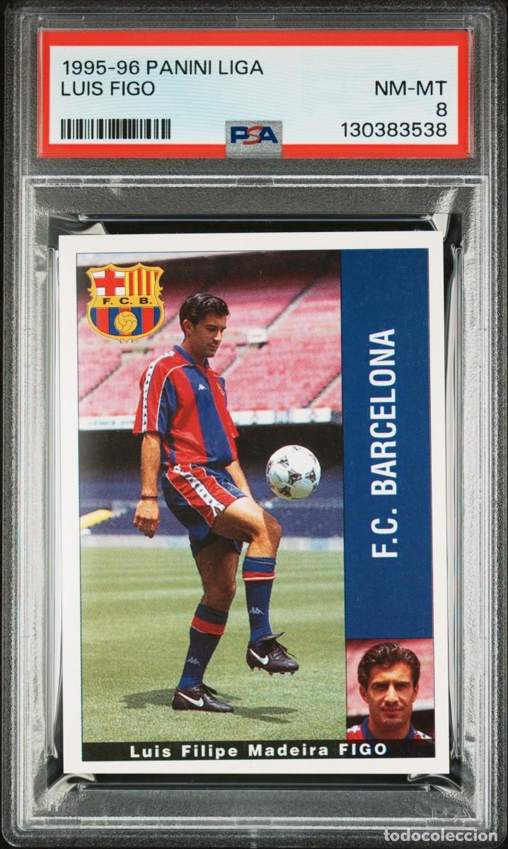 Football Stickers: Luis Figo FC Barcelona Panini Liga 1995 96 PSA 8