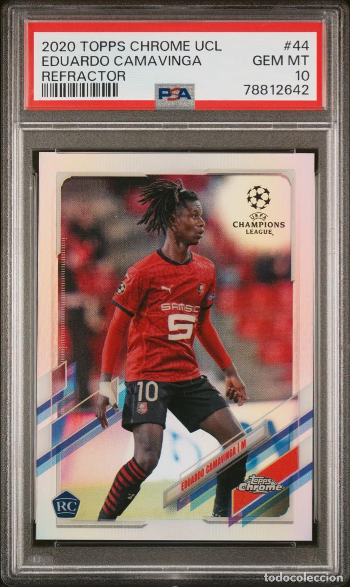 Cromos de f&uacute;tbol: Rookie Camavinga #44 Stade Rennais FC Topps Chrome Refractor 2020 21 PSA 10