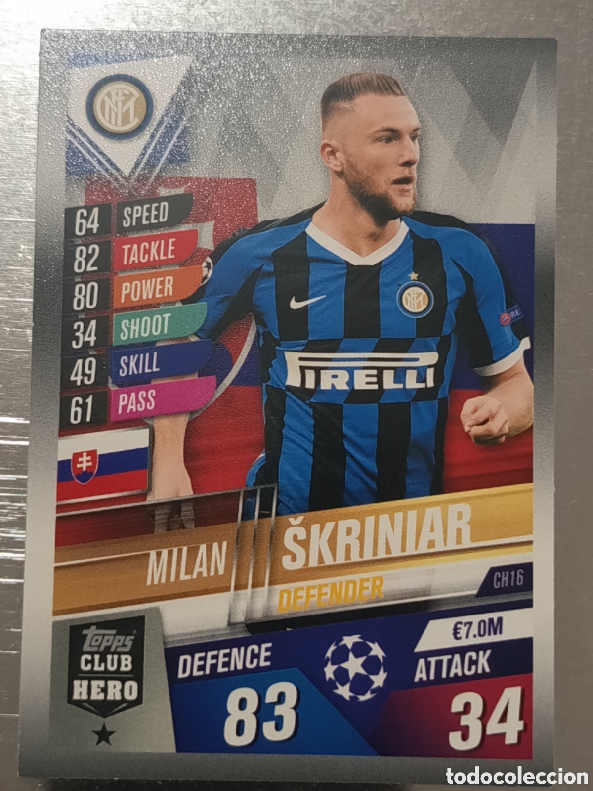 Fu&szlig;ball-Sticker: Skriniar Inter de Mil&aacute;n 2019/20 Club Hero Tropps Match Attax