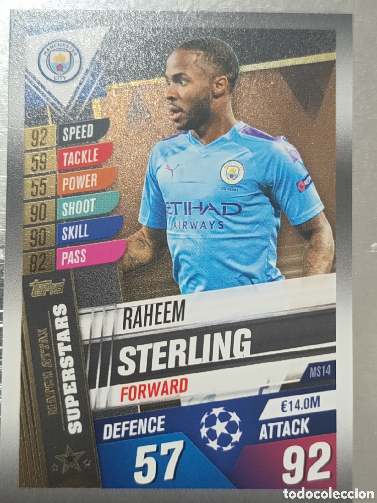 Cromos de f&uacute;tbol: Sterling Manchester City Match Attax Superstars MS14