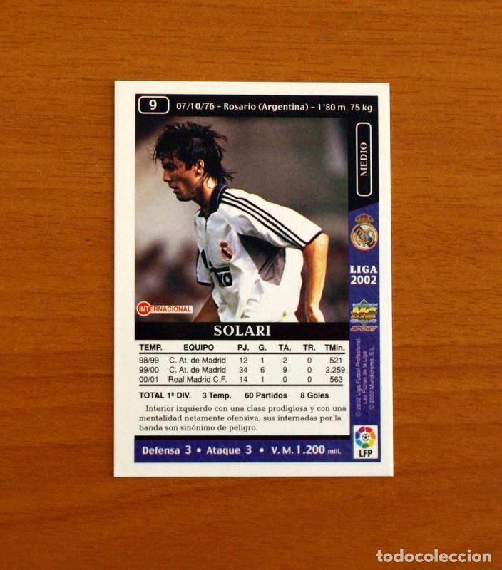 Cromos de f&uacute;tbol: Real Madrid - N&ordm; 9 Solari - Mundicromo Las Fichas de la Liga 2001-2002, 01-02