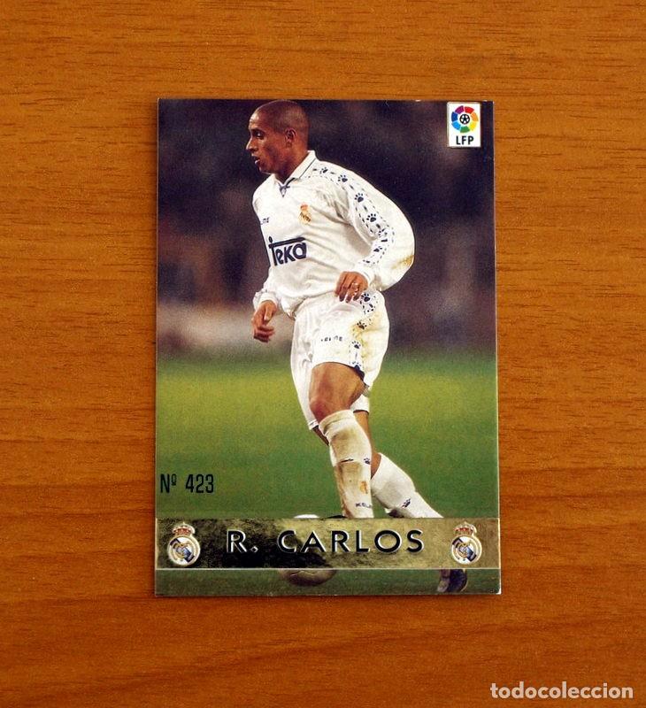 Cromos de f&uacute;tbol: Real Madrid - N&ordm; 423 Roberto Carlos - El Mejor - Mundicromo ficha de la Liga 1997-1998, 97-98