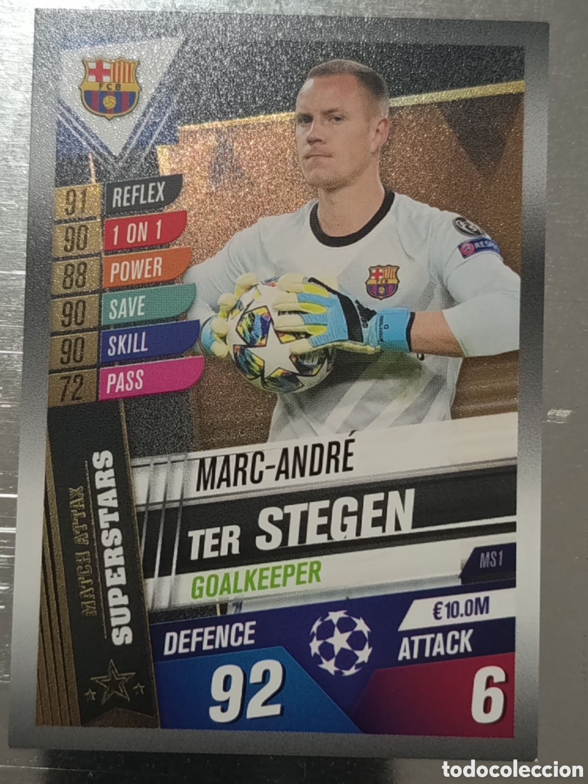 Fu&szlig;ball-Sticker: Ter Stegen F.C. Barcelona 19 20 Topps Match Attax Superstars MS1